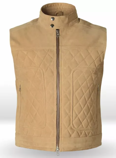 Nuevo Hombre Genuino ante Piel Oveja Cintura Piel Chaqueta Beige - MV64