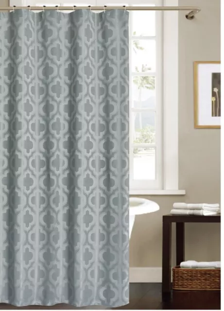 Decorative Grey Jacquard Fabric Shower Curtain: Elegant Moroccan Design