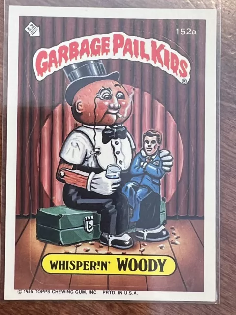 1986 Garbage Pail Kids GPK Rare Yellow Circle Error Whisperin Woody #152a, No *