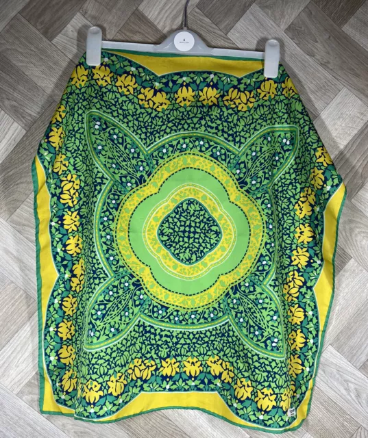 Sciarpa quadrata vintage Yorn Paris verde/gialla donna retrò