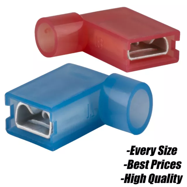 RED BLUE Right Flag Connector Terminal Angle 90° Degree Insulated Crimp Wire