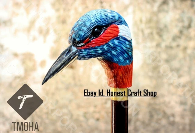 Hand Carved Wooden Bird Head Walking Stick Handmade Walking Cane Bird Best Gift