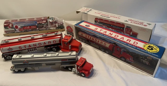 Lot-3 Toy Tanker Fuel Oil Trucks Standard Amoco Sears Holiday Bank Lights Sounds