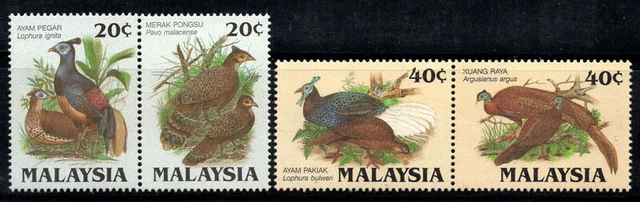 Malaysien 1986 Mi. 317-20 A Postfrisch 100% Vögel, Fasane,20 C,40 C