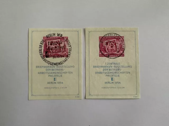 2x 1954 1. Zentrale Briefmarkenausstellung der BAG Philatelie Block 10 MiNr. 445