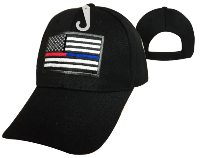 Fire & Police Dept. US Flag w/ Thin Red&Thin Blue Line Hat