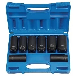 Grey Pneumatic 1708SN 8 Piece 1/2" Drive  12 Point Axle/Spindle Nut Socket Set