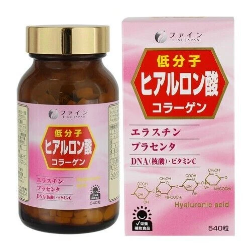 FINE JAPAN HYALURONIC Acid Collagen Placenta 540 Tablets elastin