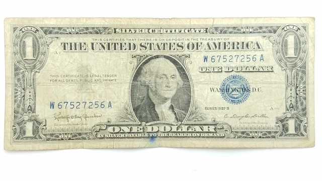 1957 B Blue Seal $1 One Dollar Silver Certificate Bill - Old Paper Money