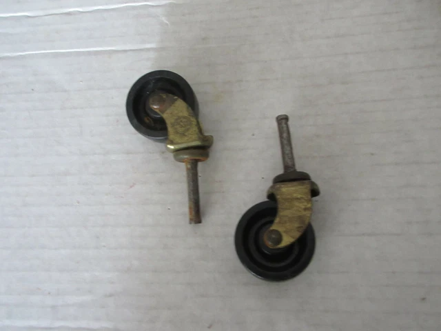 Set Of 2 Antique Old Vintage Cast Iron Furniture Wheels Casters