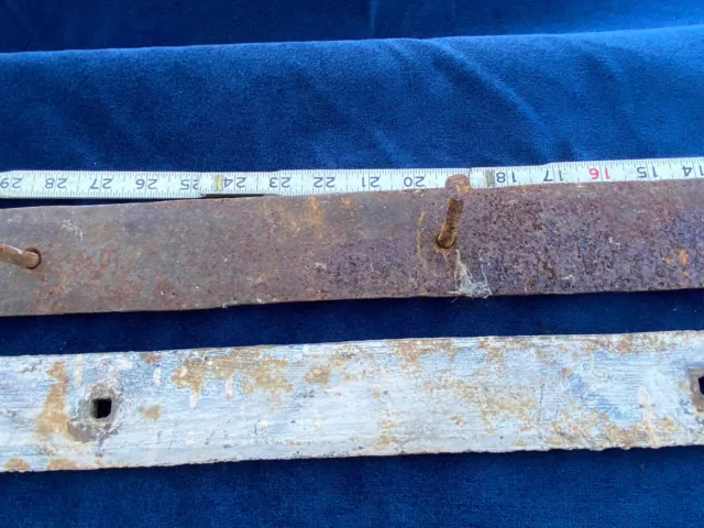 Vintage Barn Strap Hinges Pair 39" long 2" wide Cast Iron Wrought 3