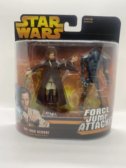 Star Wars Obi-Wan Kenobi ROTS Force Jump Attack Action Figure Hasbro GM2229