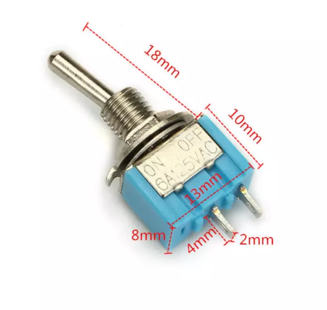 ✅ 4x mini interruttore ribaltabile on off fai da te AC 12V 6A 2 pin 250 V 3