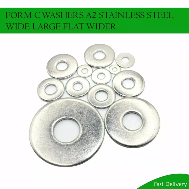 Form C Washers A2 Stainless Steel M4 M5 M6 M8 M10 M12 M16 Wide Large Flat Wider