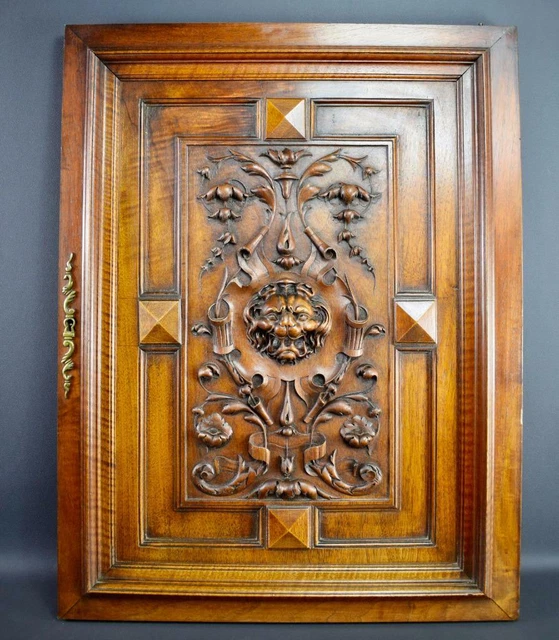 French Antique Hand Carved Wood Cupboard / Closet Door - Lion head - 19th 2