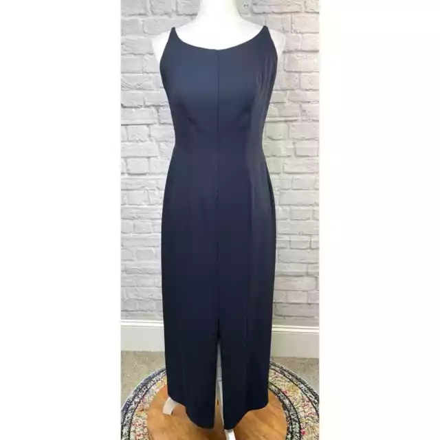 Watters and Watters Vintage Navy Sleeveless Boat Neck Midi Dress Womens Size 6