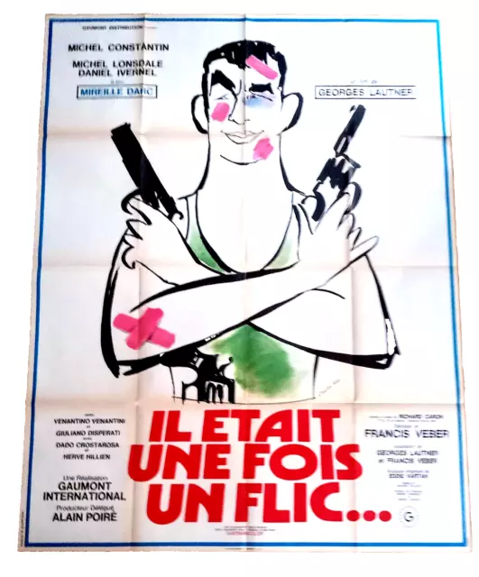 Affiche ciné orig IL ÉTAIT UNE FOIS UN FLIC G.LAUTNER M.CONSTANTIN 120X160 1980