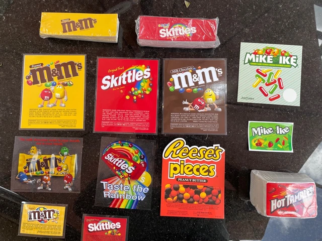 10 Bulk Vending Display Cards- P'Nut M&Ms, Skittles, Reeses's Pieces, Mike & Ike
