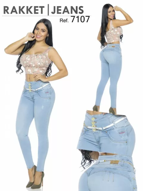 Colombian Blue Jeans Butt Lift Levanta Cola Stretch Skinny High Waist Rise  Sexy 