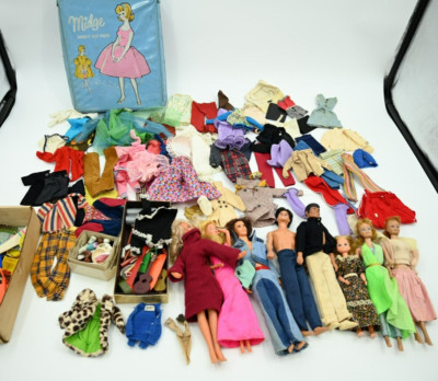 HUGE VINTAGE 1958 BARBIE and 1962 MIDGE Lot - Case Clothes Wigs