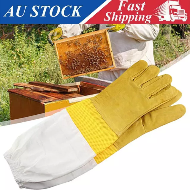 Beekeeper Gloves Leather Lambskin Long Bee Hive Beehive Protective Beekeeping
