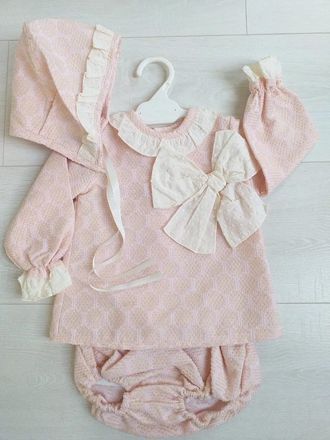 Set abiti spagnoli per bambine rom outfit 6 mesi rosa crema