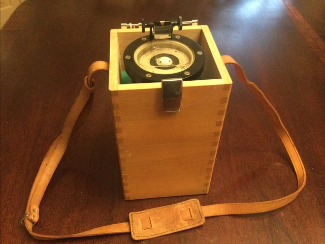 Vintage Weems & Plath Handheld Bearing Compass with wood case.