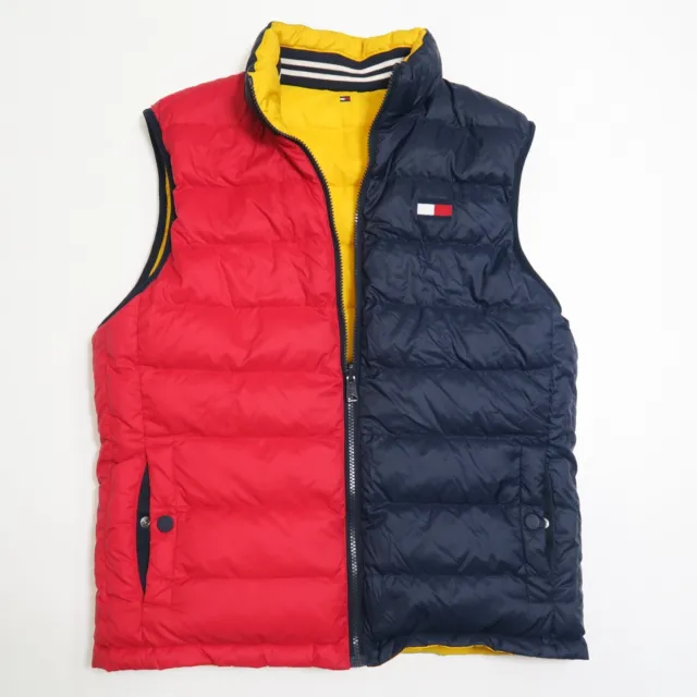 Tommy Hilfiger Reversible Puffer Vest Mens M Multicolor Colorblock Nylon Down