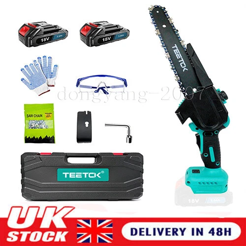 MINI CHAINSAW 8 Inch Cordless Chainsaw Brushless w/2 Batteries Electric ...