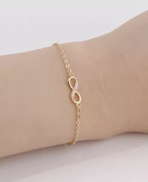 Friendship Infinity Fashion Bracelet Crystal Gold Bangle Ladies Women Girls Gift