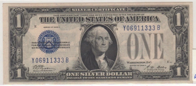 F-1601 Experimental Paper $1 Silver Certificate 1928A Yb Block Gem Uncirculated