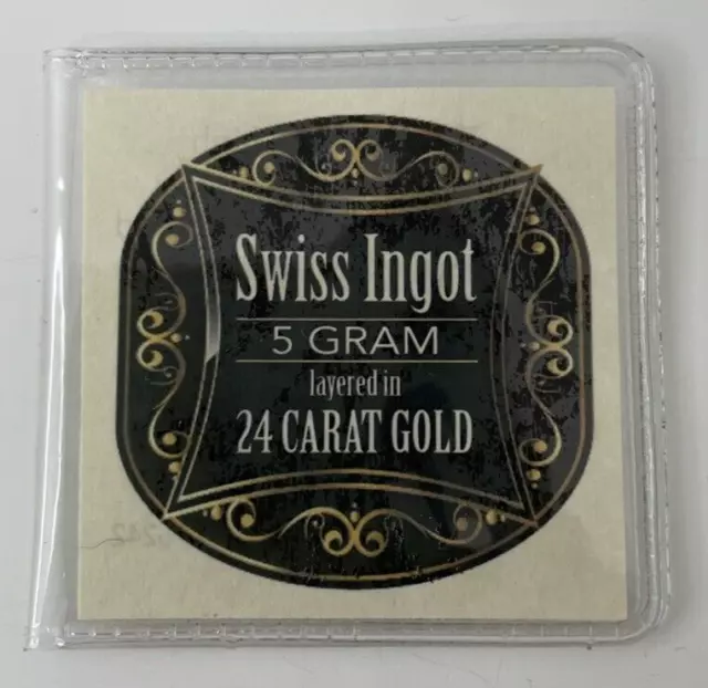 American Coin Treasures Swiss Ingot 1 gram layered in 24 Carat Gold