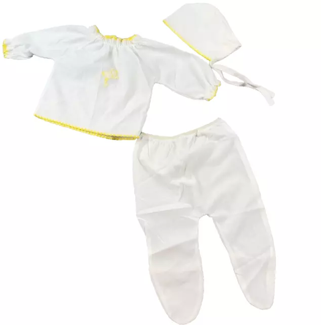 Newborn Hospital Set Outfit Vintage Shirt Pant Bonnet Stork Unisex 0-13lbs