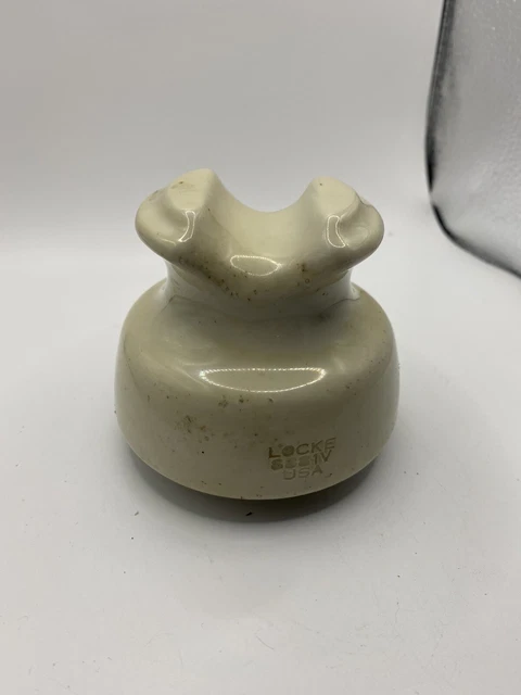 Vintage LOCKE 8881 White Glazed Porcelain Insulator Telephone Pole Antique