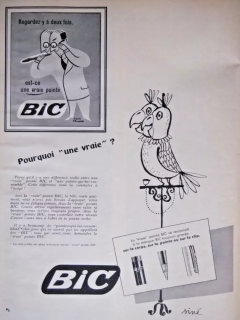 Publicité De Presse 1958 Une Vraie Pointe Bic - Dessin De Siné - Advertising