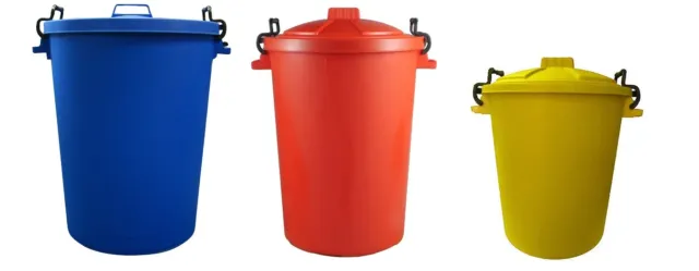 Outdoor Plastic Waste Bin, Trash Can, Rubbish, Heavy Duty Coloured 50L 80L 110L