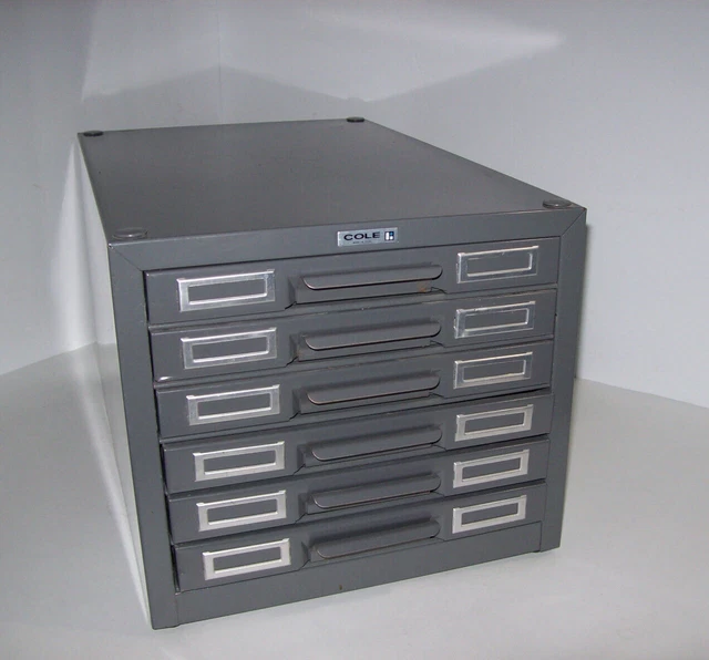 Vintage COLE Kardex Visible Index Card File Cabinet 6 Drawer Metal Cabinet 1960s