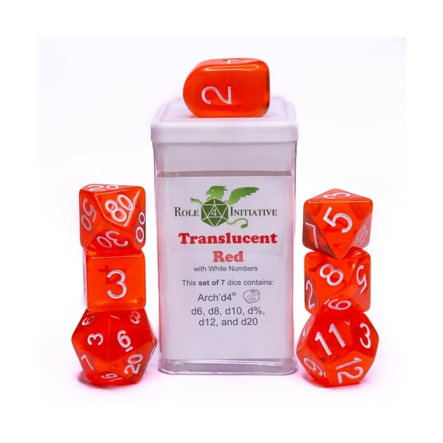 Role 4 Initiative R4I Dice w/Arch'd4: Translucent - Red w/White (7) (US IMPORT)