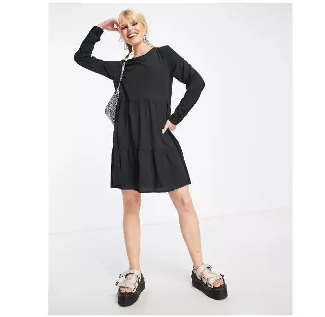 NWT VERO MODA Long Sleeved Smock Dress In Black