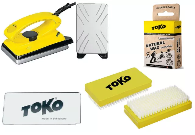 Toko Skiwachs Geschenk-Set 4-Teilig mit T8 Bügeleisen - Alpin + Nordic + Board