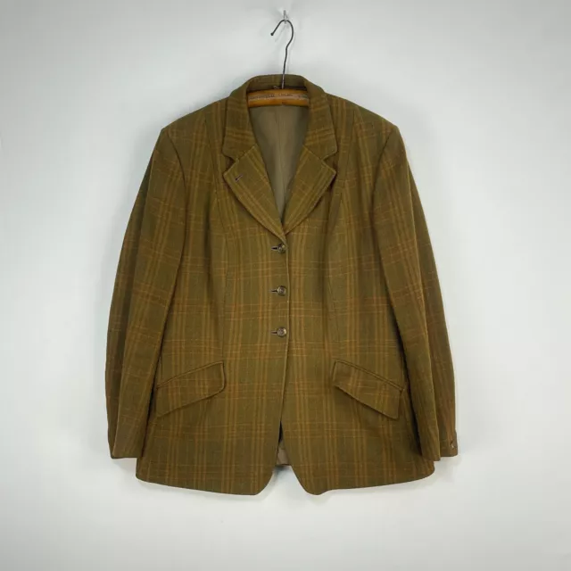 Giacca da equitazione Harry Hall Tweed donna 16 lana a scacchi verde vintage show hacking