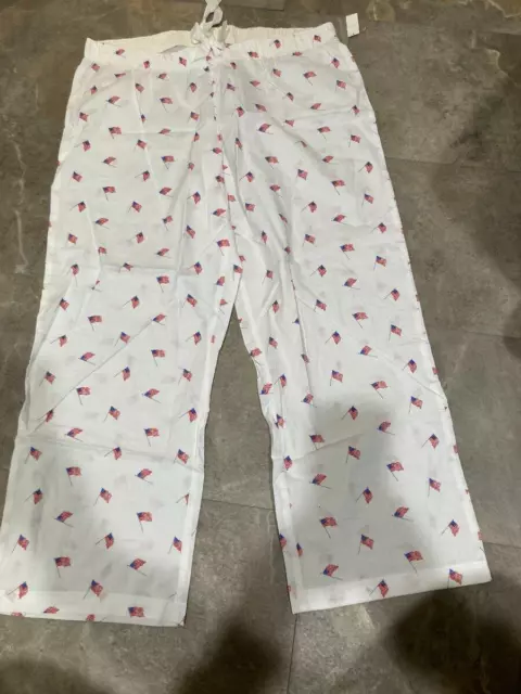 Gap Love NWT Woman's Size XL  Patriotic Flag Print Cotton Poplin Pajama Pants