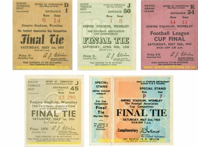 Reproduktion PRESTON NORTH END FA CUP FINAL 5 Ticket Geschenkset [RMT]
