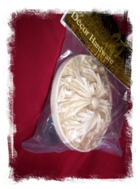 CURTAIN TIEBACK 4.5" MEDALLION DRAPES SCARF HOLDER in FRENCH WHITE Wall mounted