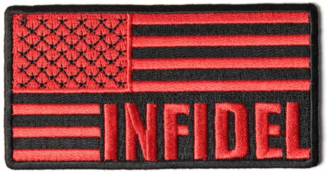 Infidel American Flag Red And Black Patch Iraq Kafir Unfaithful Christian Muslim