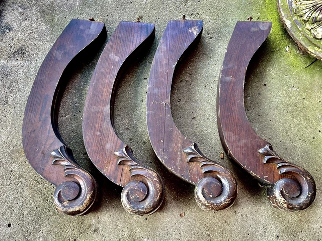 Lot Of 4 ANTIQUE HEAVY OAK Wood TABLE LEGS COLUMN POST Architecture Salvage