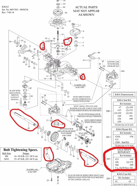 Kit Riparazione Assale Tuff Torq K46BN / K46AW, 1A646099891, Originale OEM