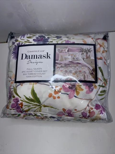 Charter Club Damask Designs Wildflowers FULL / QUEEN Duvet & One Pillow Sham Set