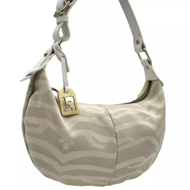 FENDI Zipper Handbag Zebra Pattern Beige Size: W10.2xH5.5 in. Handle: 7.9"