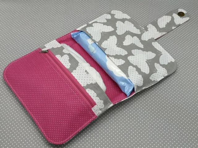 Handmade Baby Diaper Nappy Wallet Bag Pouch Wipes Holder Organizer Butterflies 4